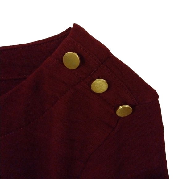 Liz Claiborne Wine Red Ribbed Button Shoulder 3/4 Sleeved Top S - Picture 2 of 7